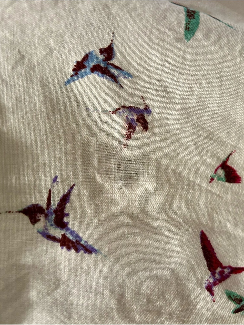 Eden and Olivia Women’s White Pullover Blouse with Multicolor Hummingbird Print - Picture 8 of 8